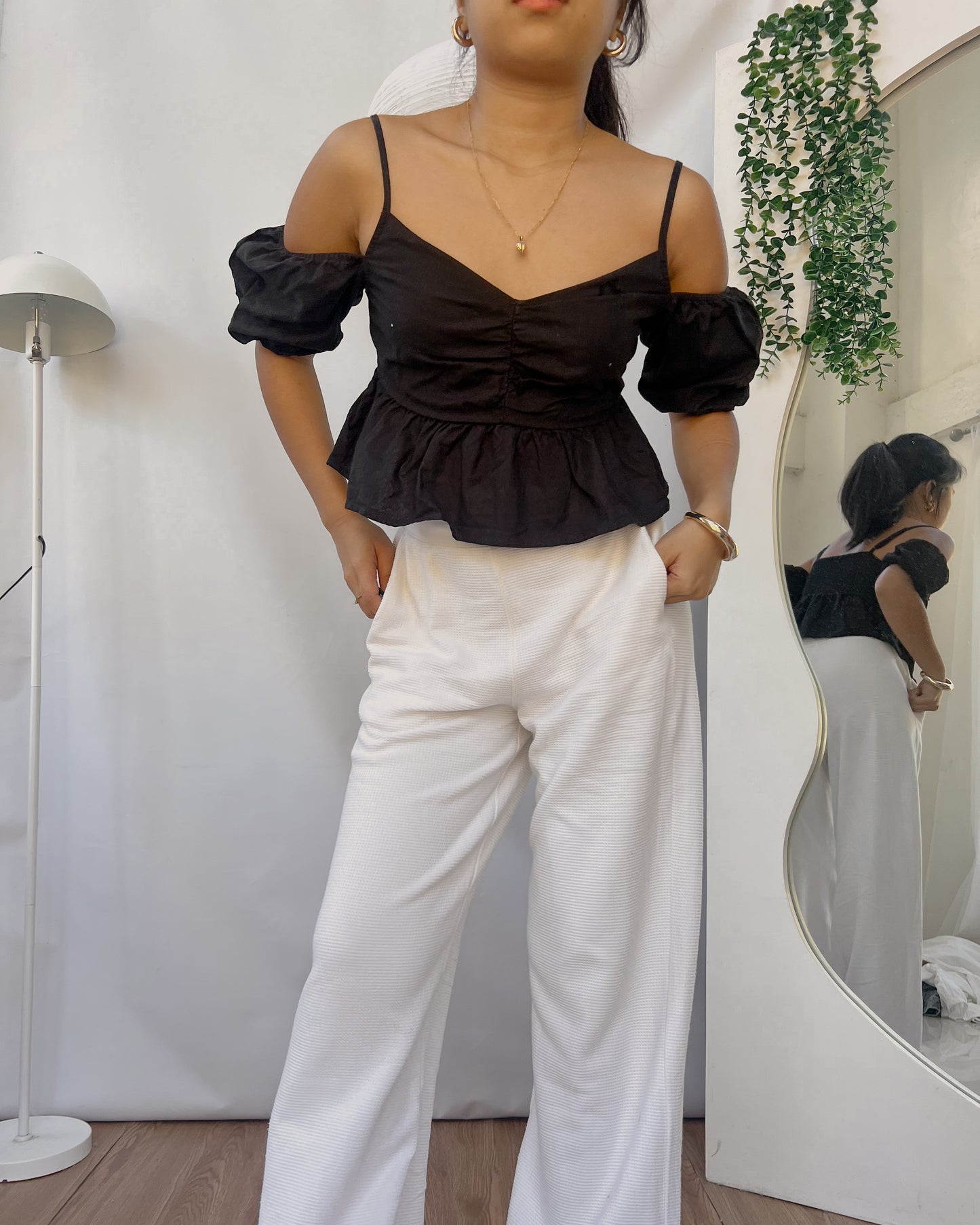 H&M black off shoulder top