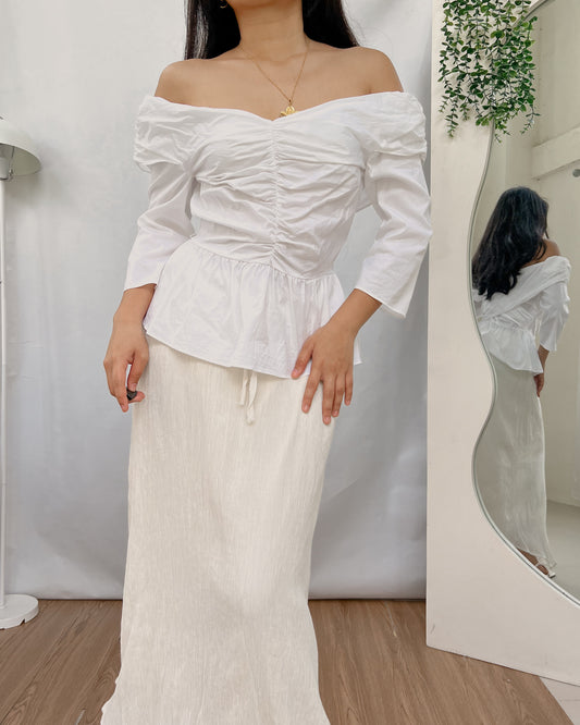 ZARA ruffled off shoulder long sleeve top
