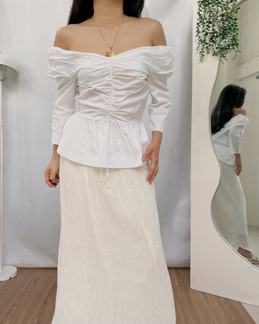 ZARA ruffled off shoulder long sleeve top