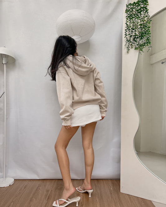 GU nude color drawstring sweatshirt