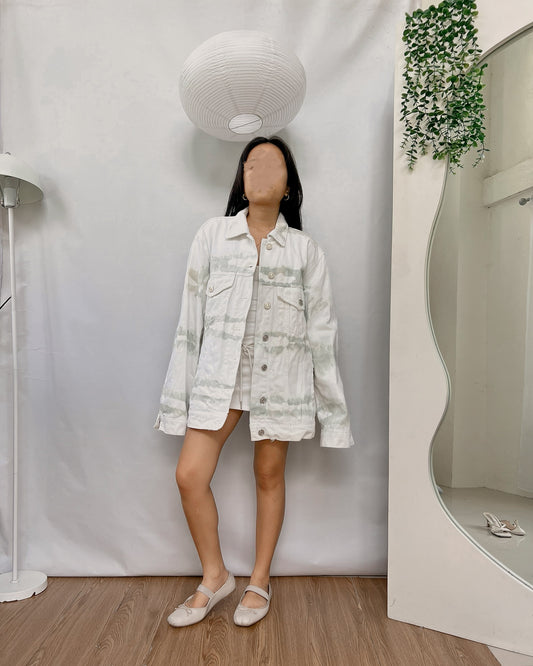 ZARA white printed button front jacket