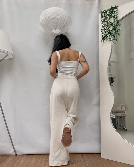 favorite high quality knitted off white wide leg lounge pants v13