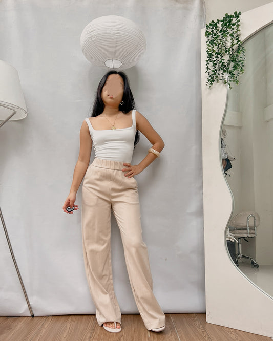 ribbed nude straight cut lounge pants v11