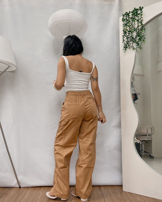 UNIQLO rustic brown linen straight cut pants V9