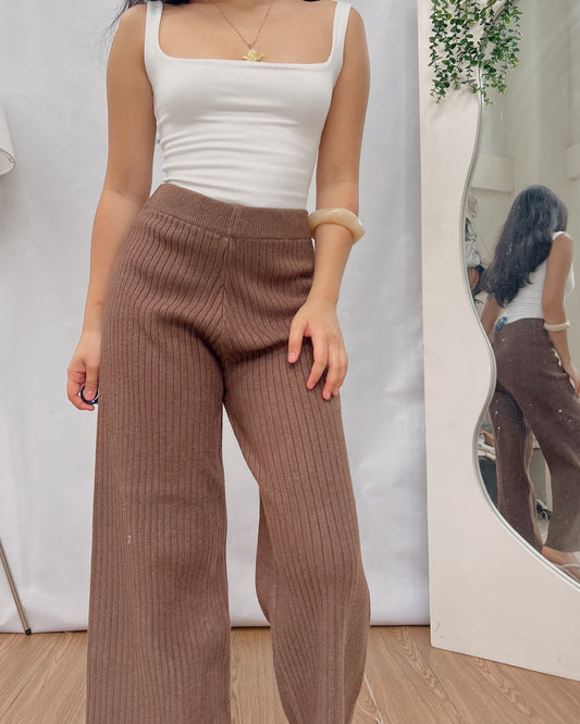 high quality brown knitted lounge pants V7