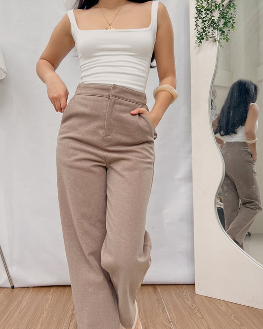 dark brown high quality tapered trousers V5