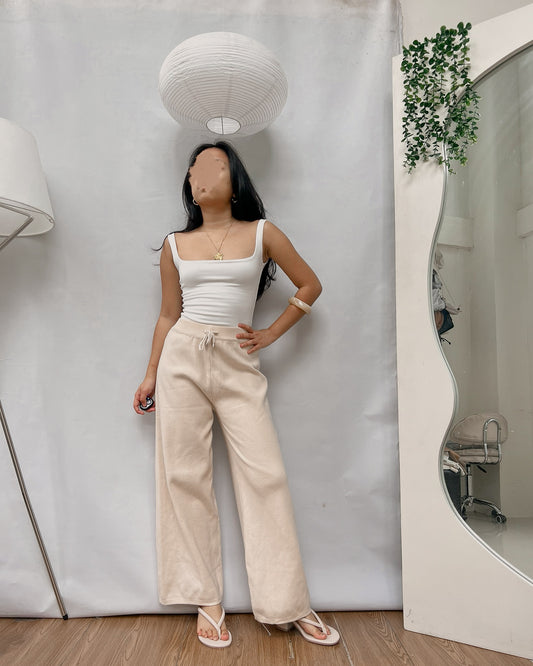 knitted nude wide leg lounge pants V3