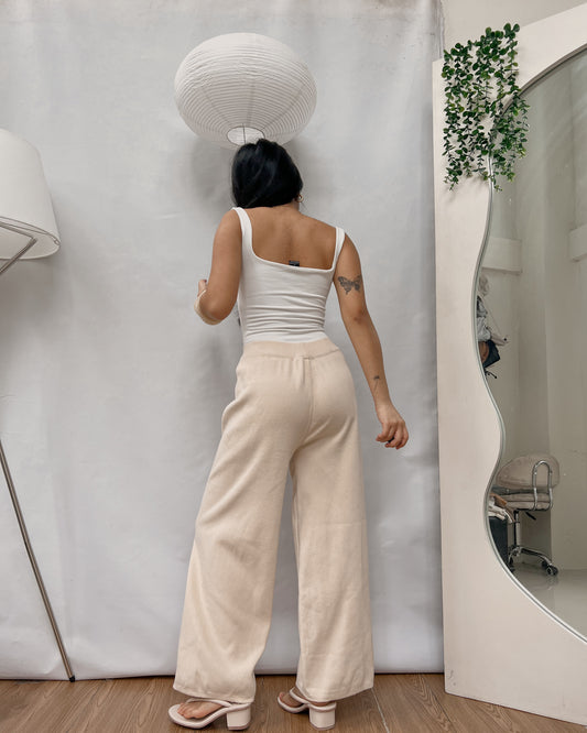 knitted nude wide leg lounge pants V3