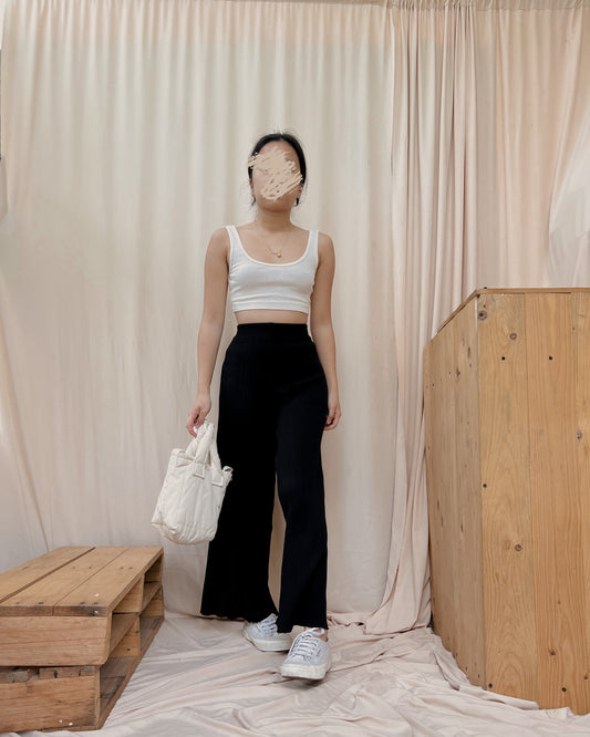 Black ribbed knit lounge pants V2 (26-30)