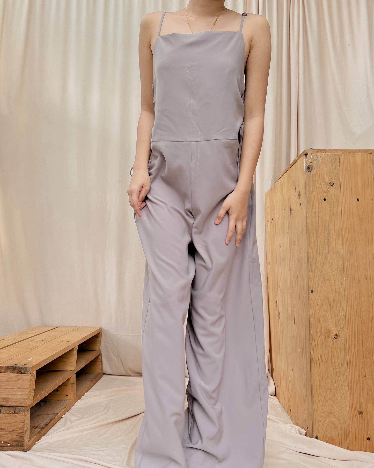 grayish brown romper pants