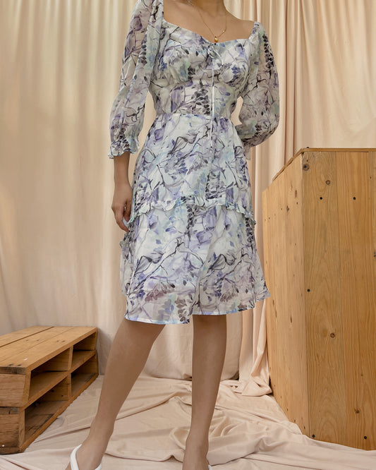 pleated floral flowy dress