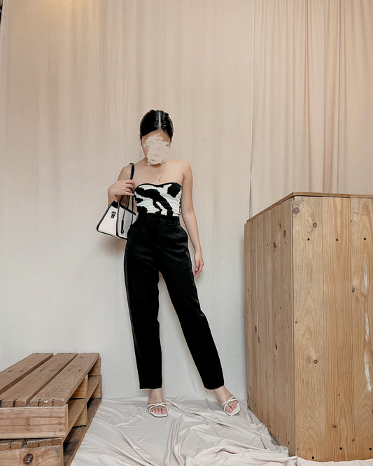 black ankle length flowy trousers B19 (fits 28-29)