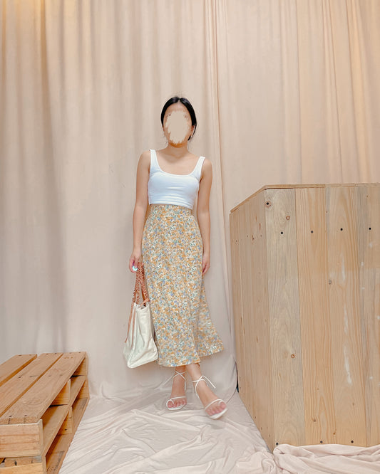 Yellow floral skirt