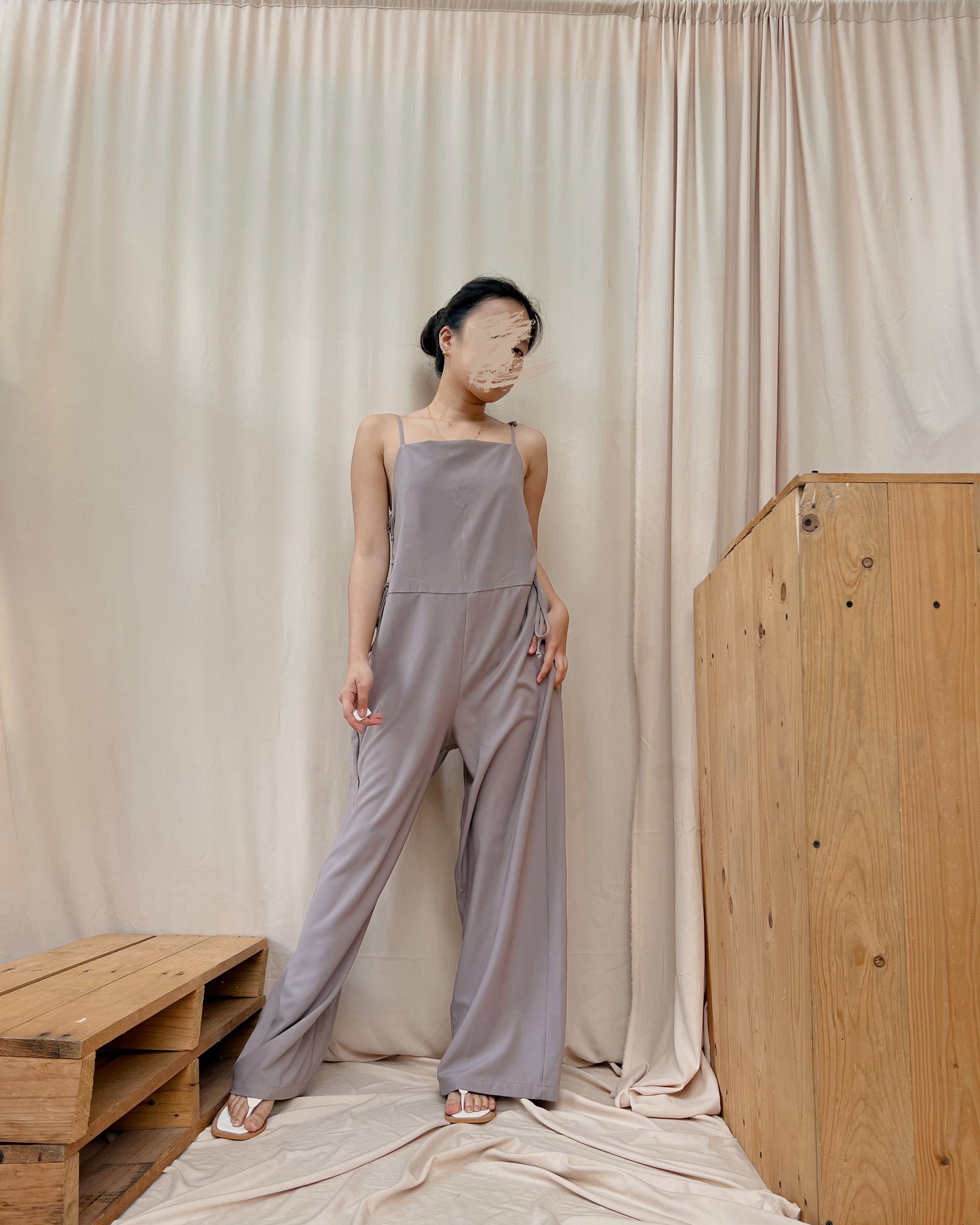grayish brown romper pants