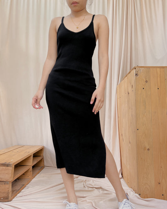 black cotton body hugging dress