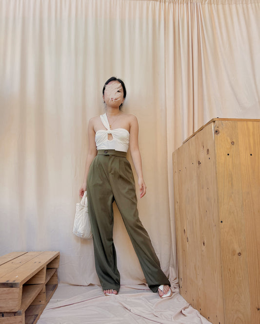 Army green straight cut trousers K84 (28-29)