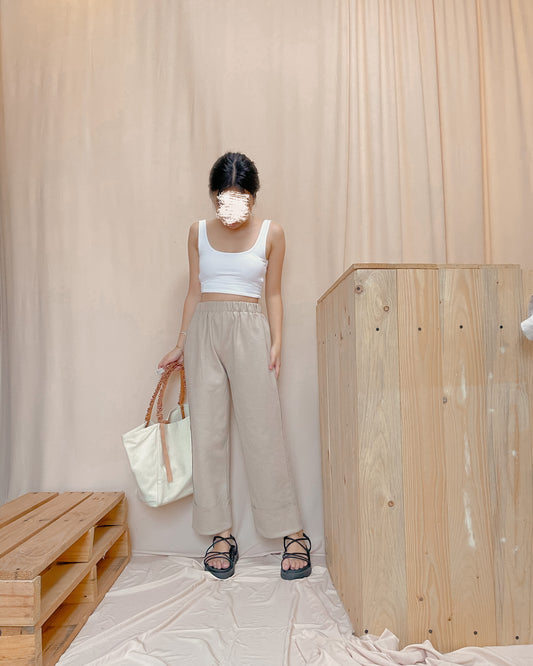 Suede garterized lounge pants