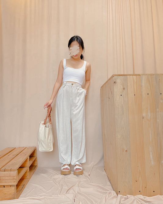 Linen straight cut pants c43