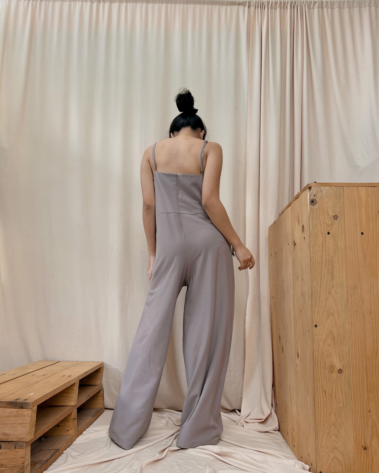 grayish brown romper pants
