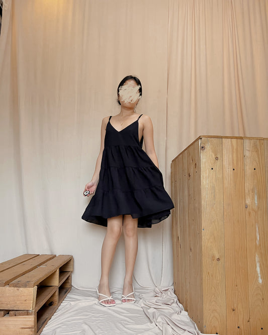 black tiered dress