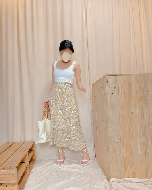 Yellow floral skirt