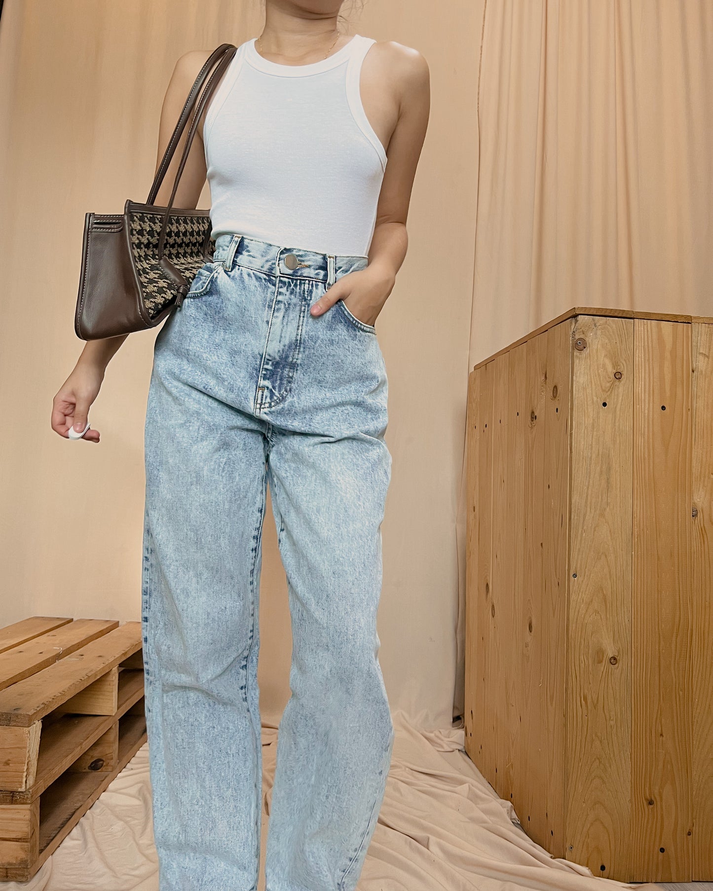 acid washed denim pants J22 (fits 30-31)