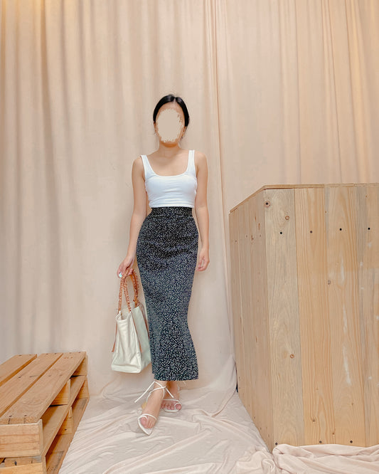 Black floral maxi skirt  with side slit