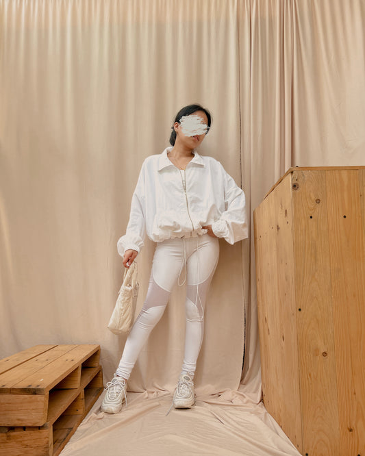 White zip up parka jacket