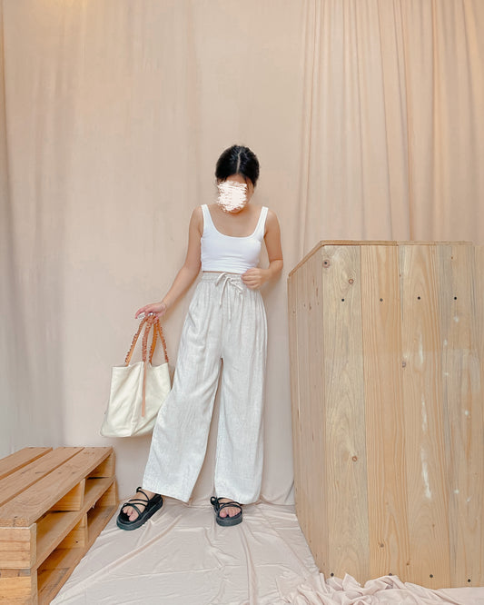 Linen wide leg pants c16