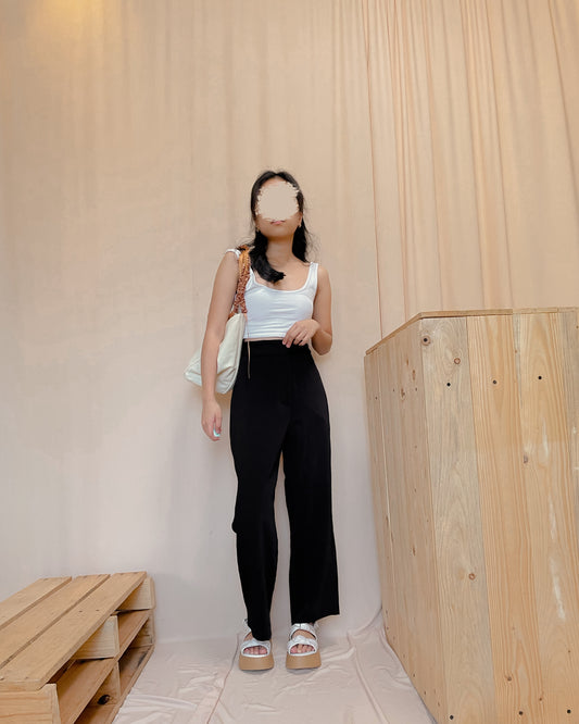 Black basic ankle length trousers (d20)