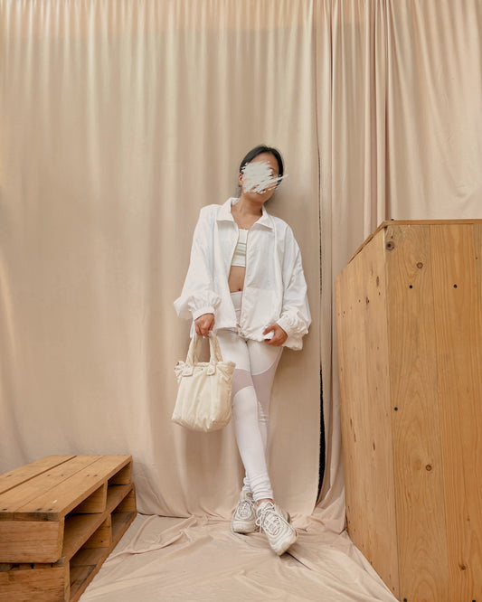 White zip up parka jacket