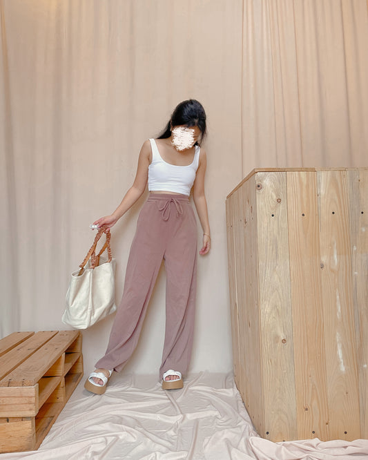 Ribbed knit brown lounge pants c88