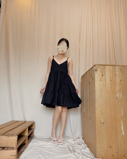 black tiered dress