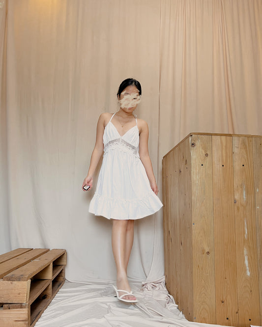 white spaghetti strap dress