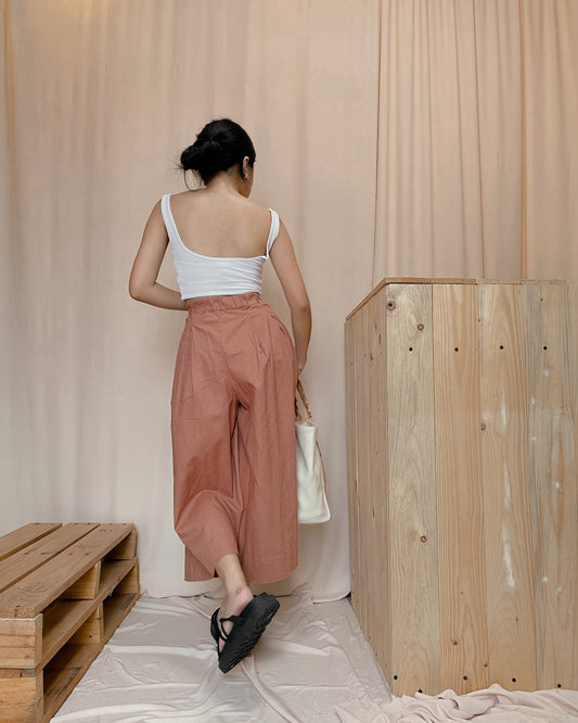 UNIQLO rust linen cullotes c10