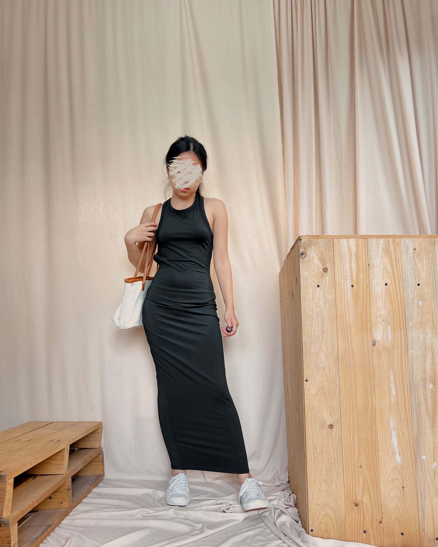 black halter body hugging dress