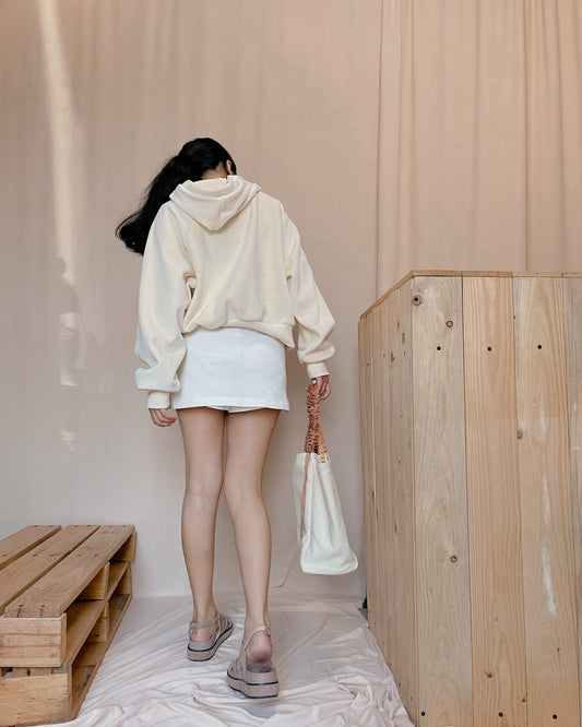 Soft fabric cream hoodie