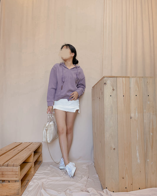 Violet hoodie with chunky ties