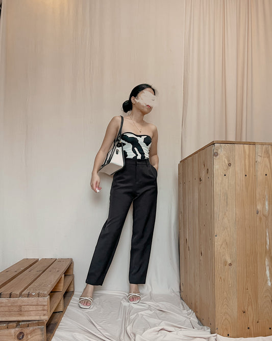 black ankle length flowy trousers B19 (fits 28-29)