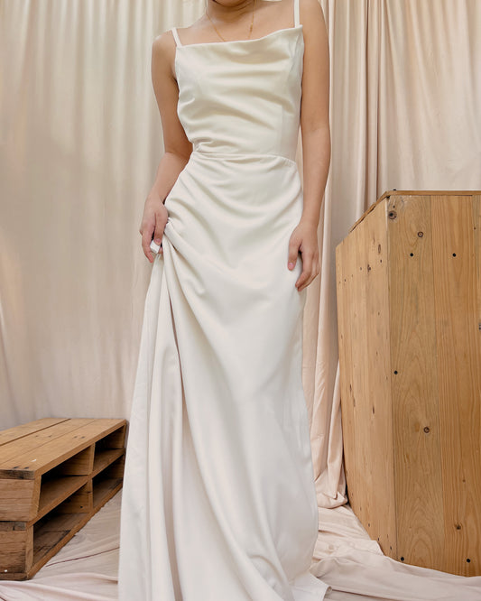 white silk maxi dress