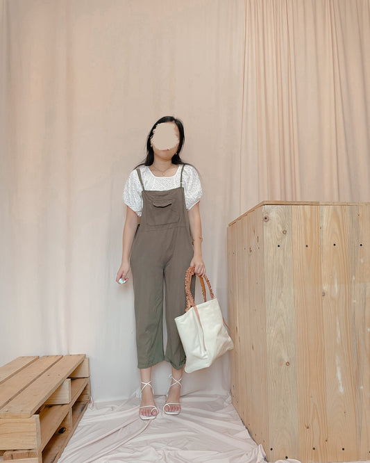 Linen army green overalls