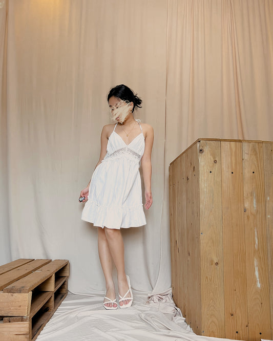 white spaghetti strap dress