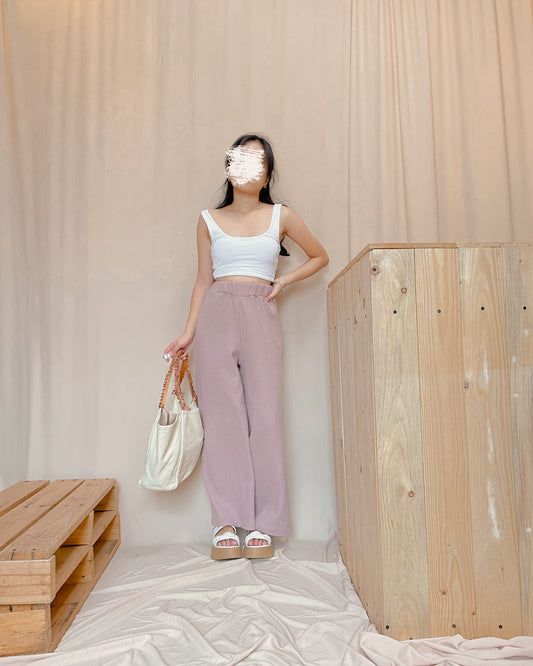 Ribbed knit brown lounge pants c40
