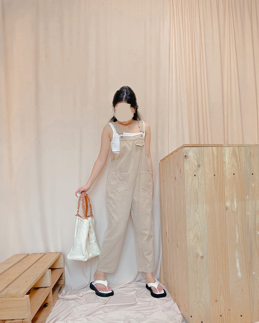 Brown denim overalls
