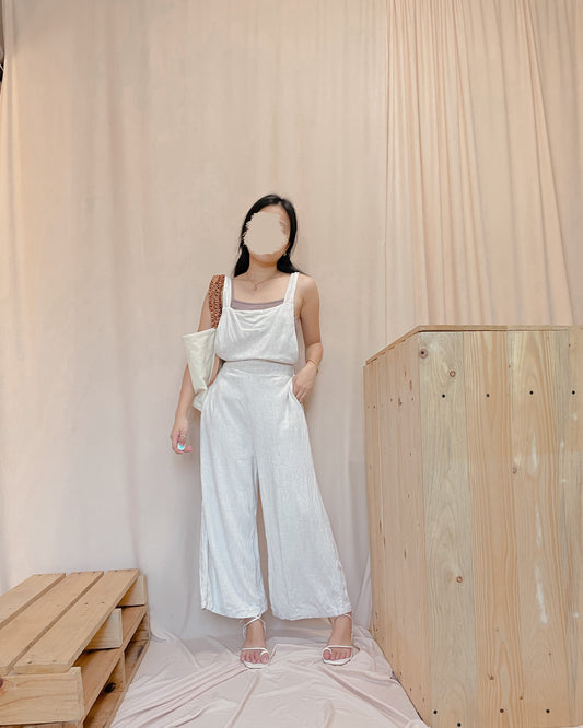 Linen sleeveless overalls