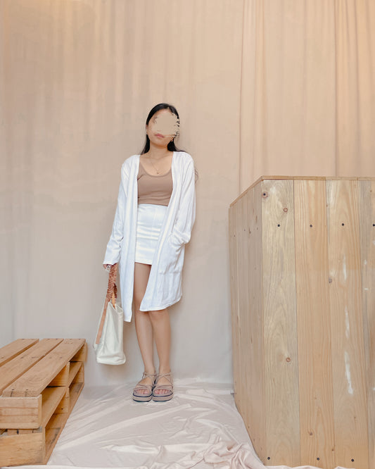 White knitted cardigan
