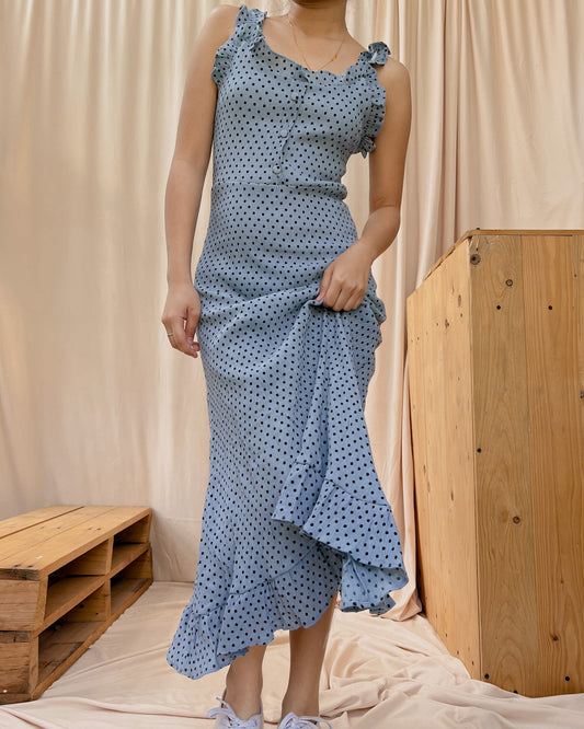 textured polca dots maxi dress