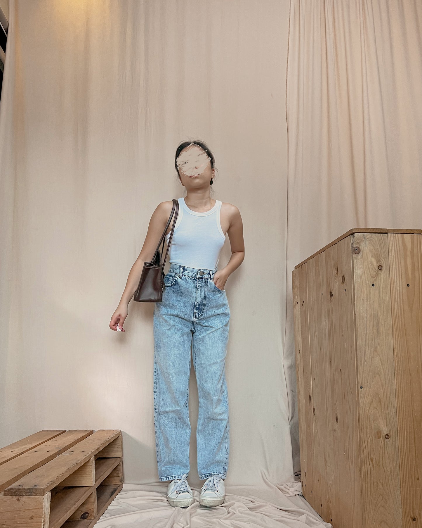 acid washed denim pants J22 (fits 30-31)