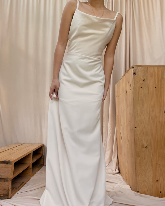 white silk maxi dress