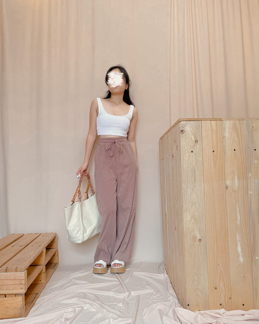 Ribbed knit brown lounge pants c88